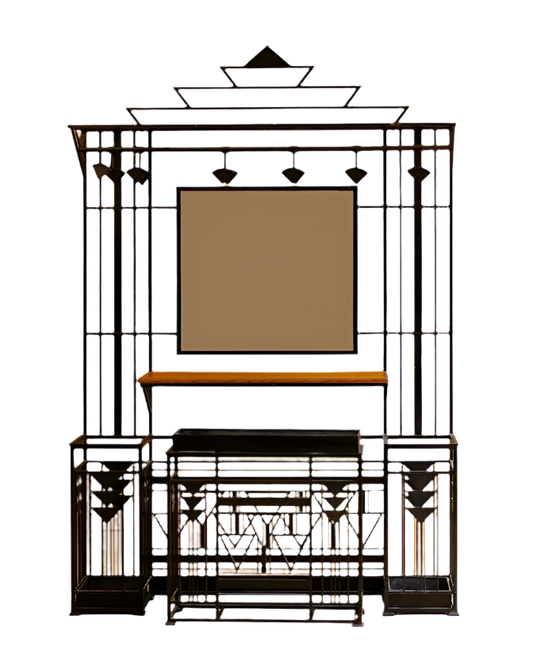 WIDE ART DECO WROUGHT IRON HALL STAND