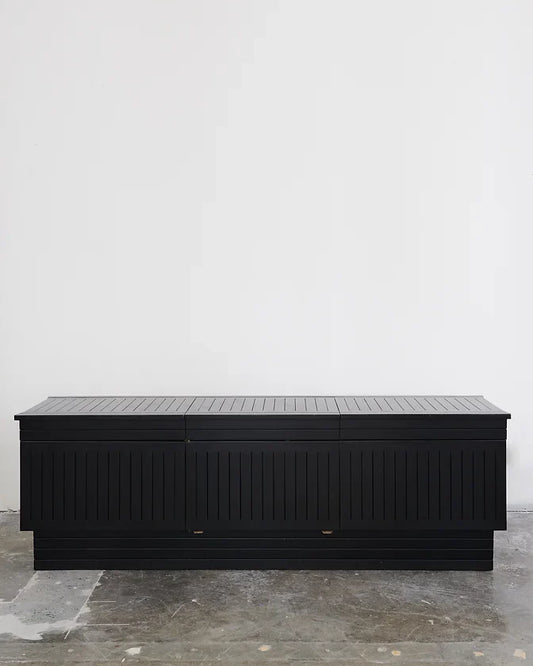MID CENTURY RECTANGULAR EBONIZED SIDE TABLE