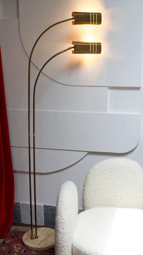TWIN ARCH BRASS FLOOR LAMP