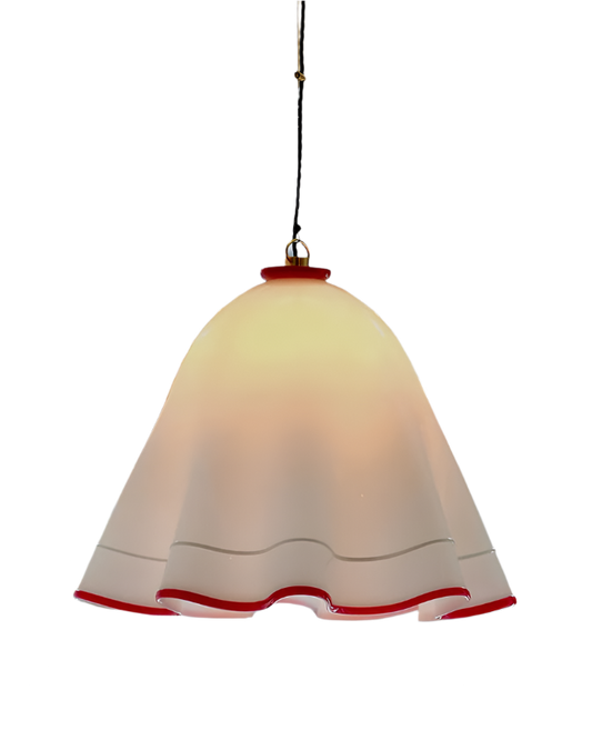 PAIR OF SERPENTINE PENDANTS w. RED TRIM