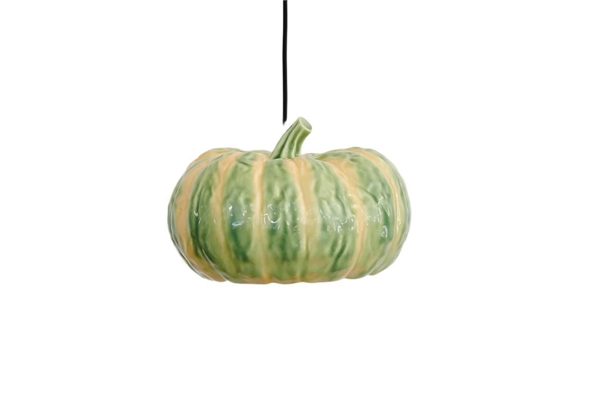 MAJOLICA GLAZED CERAMIC PUMPKIN LAMP