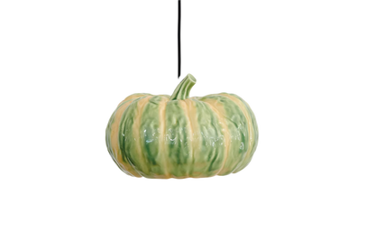 MAJOLICA GLAZED CERAMIC PUMPKIN LAMP