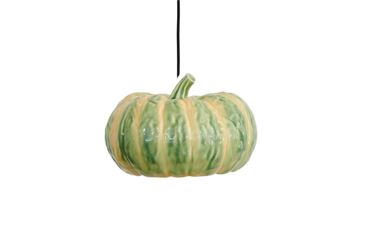 MAJOLICA GLAZED CERAMIC PUMPKIN LAMP