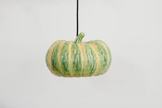 MAJOLICA GLAZED CERAMIC PUMPKIN LAMP