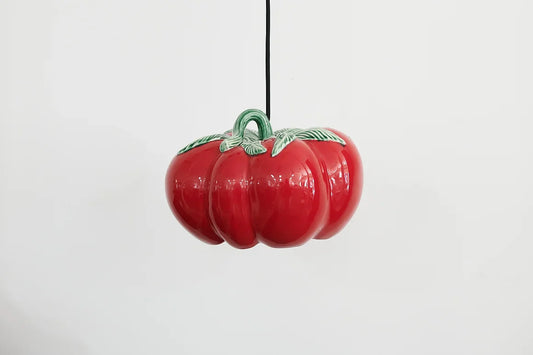 MAJOLICA GLAZED CERAMIC TOMATO LAMP