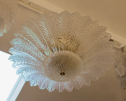 LARGE INVERTED MURANO GLASS LEAF FLUSH MOUNT