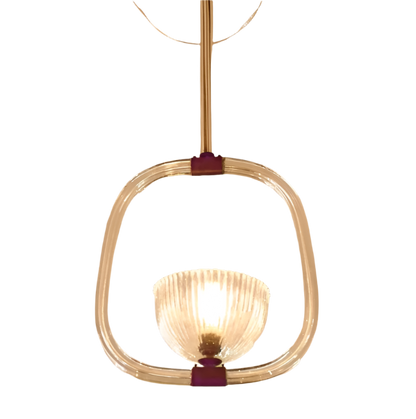 ART DECO BRASS MURANO GLASS PENDANT