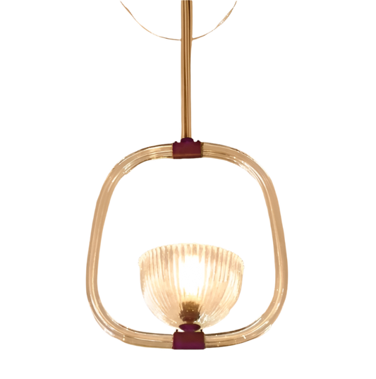 ART DECO BRASS MURANO GLASS PENDANT