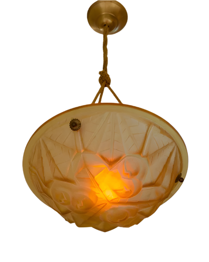 SIGNED FROSTED AMBER PENDANT LIGHT