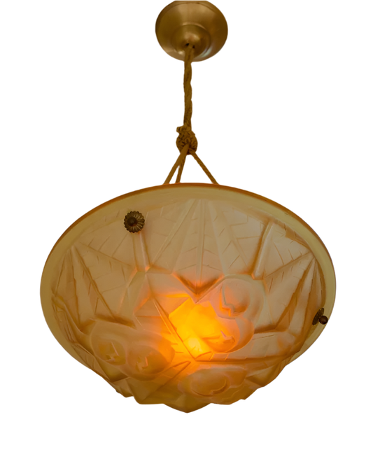 SIGNED FROSTED AMBER PENDANT LIGHT