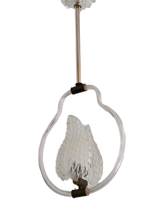 ART DECO MURANO GLASS PENDANT w. LEAF