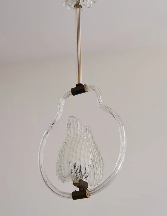 ART DECO MURANO GLASS PENDANT w. LEAF
