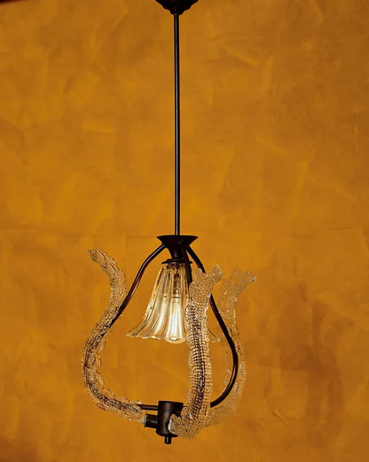 BRASS MURANO GLASS DOWN LIGHT PENDANT