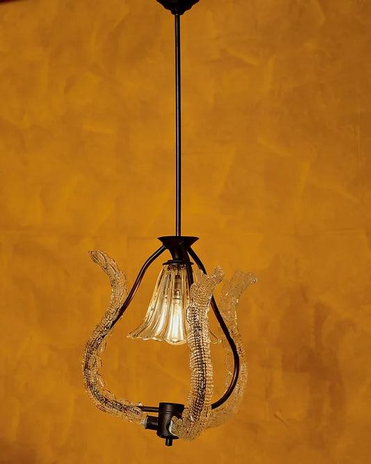 BRASS MURANO GLASS DOWN LIGHT PENDANT