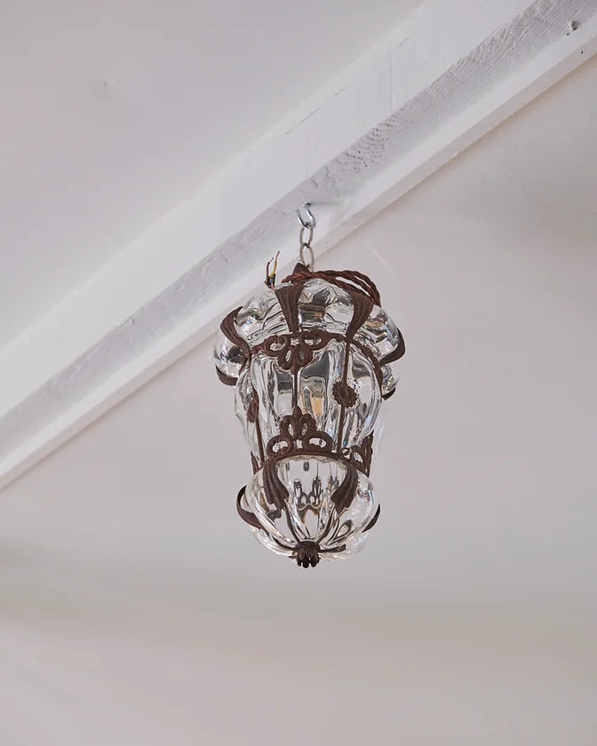 SMALL VENETIAN IRON & GLASS LANTERN