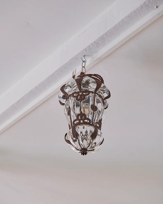 SMALL VENETIAN IRON & GLASS LANTERN