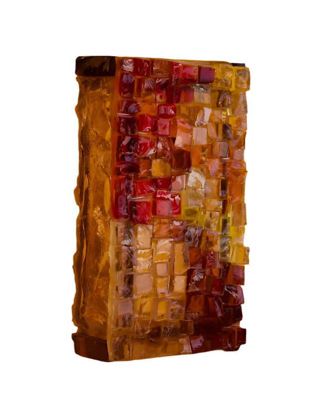 BRUTALIST MOSAIC SLAG GLASS WALL SCONCE