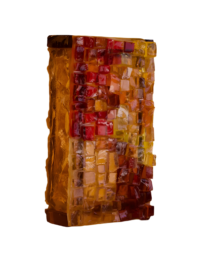 BRUTALIST MOSAIC SLAG GLASS WALL SCONCE