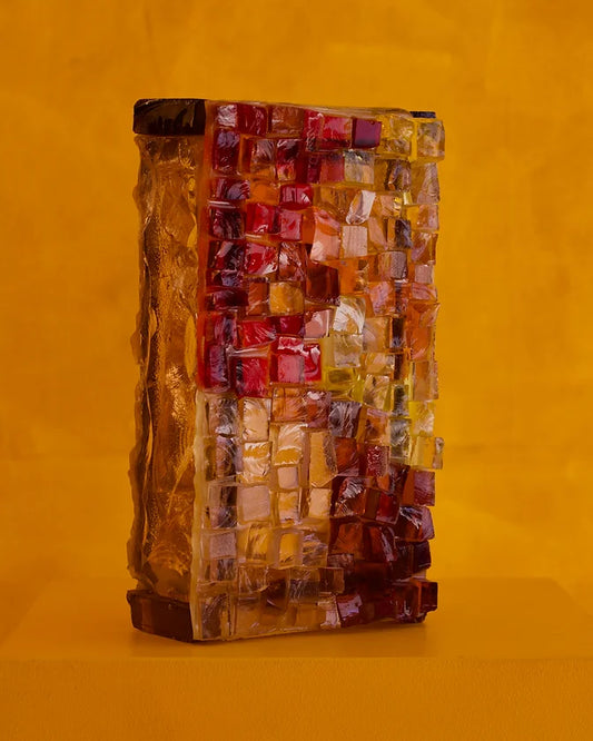 BRUTALIST MOSAIC SLAG GLASS WALL SCONCE