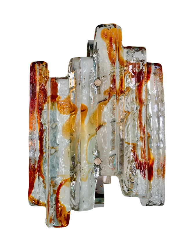 AMBER & CLEAR MURANO GLASS SCONCE