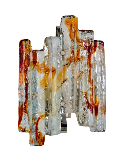 AMBER & CLEAR MURANO GLASS SCONCE