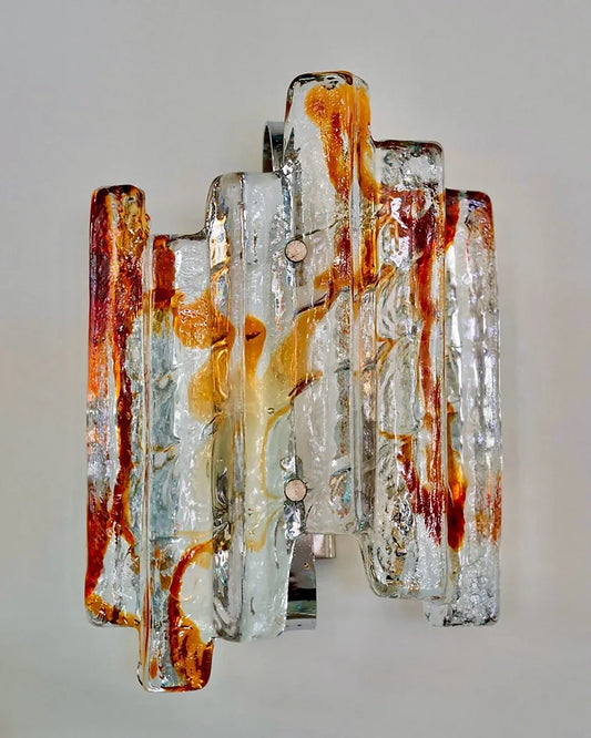 AMBER & CLEAR MURANO GLASS SCONCE