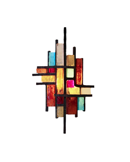 WROUGHT IRON HAMMERED GLASS WALL LIGHTS