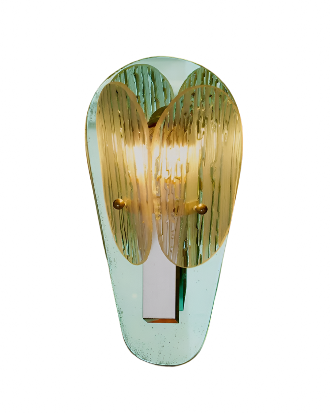 TRIO OF RIPPLED MIRROR WALL LIGHT