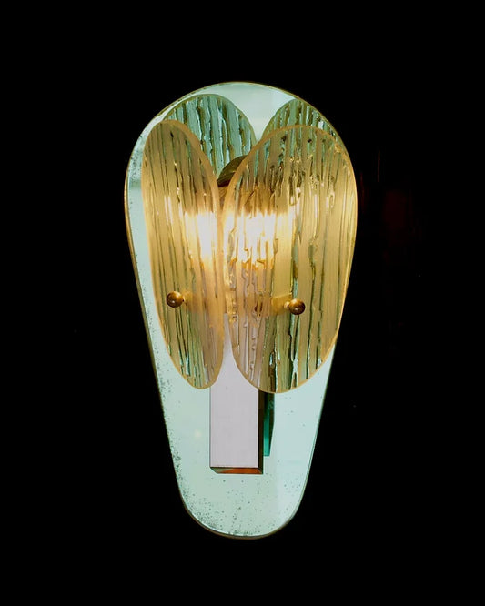 TRIO OF RIPPLED MIRROR WALL LIGHT