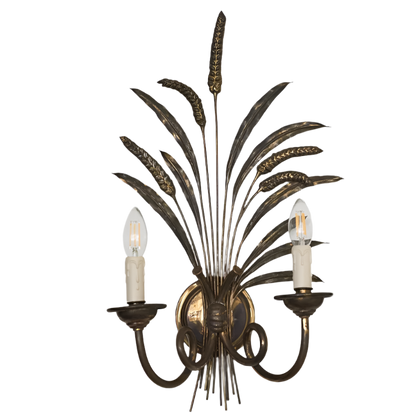 HOLLYWOOD REGENCY TOLE LEAF SCONCE