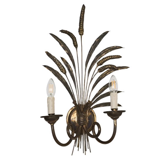 HOLLYWOOD REGENCY TOLE LEAF SCONCE