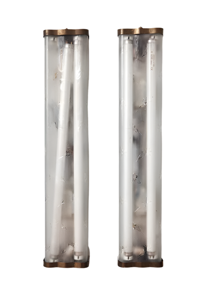 Fontana Arte Glass Wall Sconces with Brass Fixtures, Italy, 1970's
