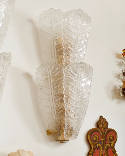 TRIO OF MURANO GLASS LEAF WALL SCONCES