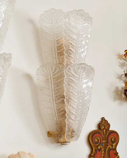 TRIO OF MURANO GLASS LEAF WALL SCONCES