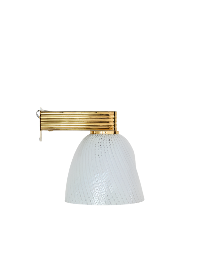 CLEAR & WHITE MURANO GLASS & BRASS SCONCE