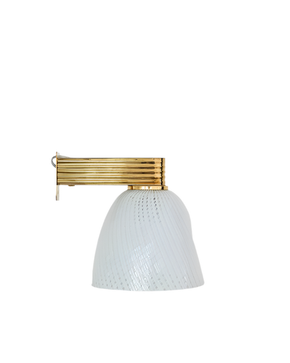 CLEAR & WHITE MURANO GLASS & BRASS SCONCE