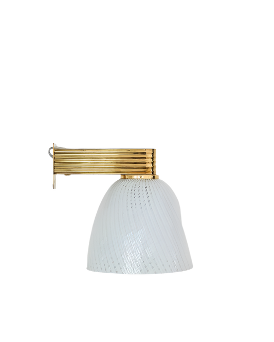 CLEAR & WHITE MURANO GLASS & BRASS SCONCE