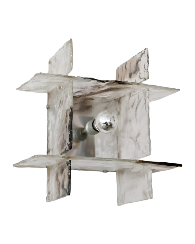 PAIR OF IRIDESCENT SMOKED GLASS WALL LIGHTS