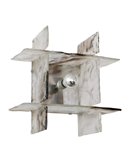 PAIR OF IRIDESCENT SMOKED GLASS WALL LIGHTS