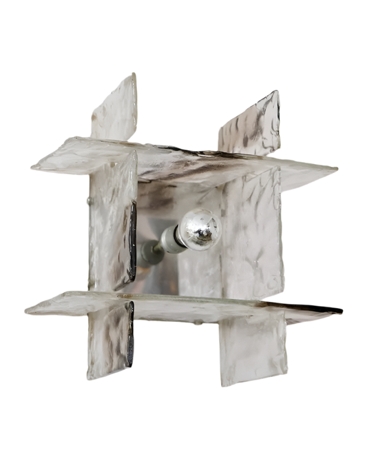 PAIR OF IRIDESCENT SMOKED GLASS WALL LIGHTS