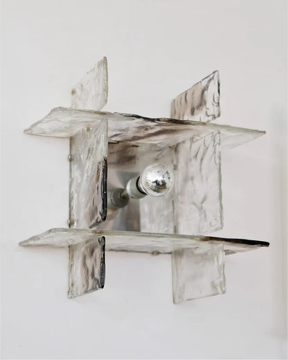 PAIR OF IRIDESCENT SMOKED GLASS WALL LIGHTS