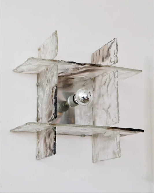 PAIR OF IRIDESCENT SMOKED GLASS WALL LIGHTS