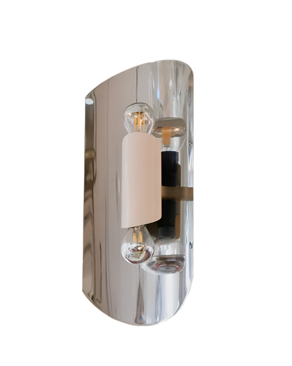 TRIO OF CURVED TWIN LIGHT CHROME SCONCES