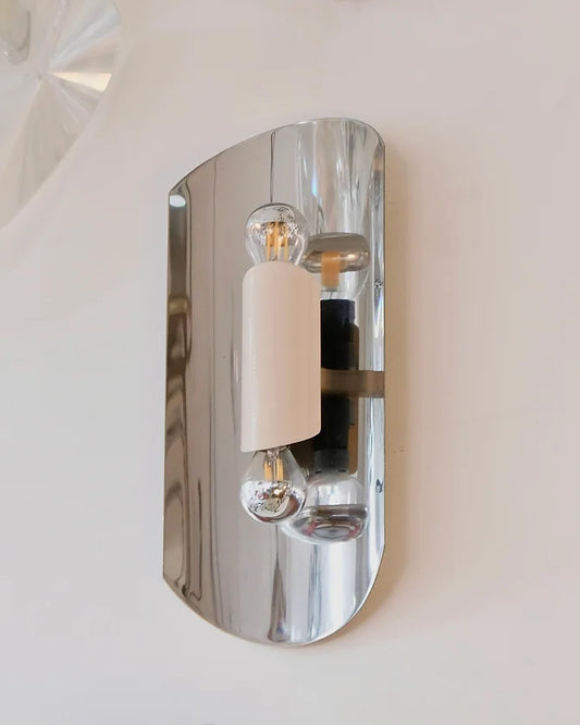 TRIO OF CURVED TWIN LIGHT CHROME SCONCES