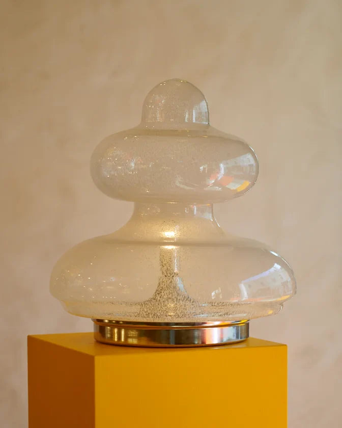 CHROME SPECKLED GLASS TABLE LAMP