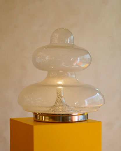 CHROME SPECKLED GLASS TABLE LAMP