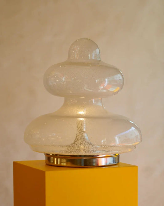 CHROME SPECKLED GLASS TABLE LAMP