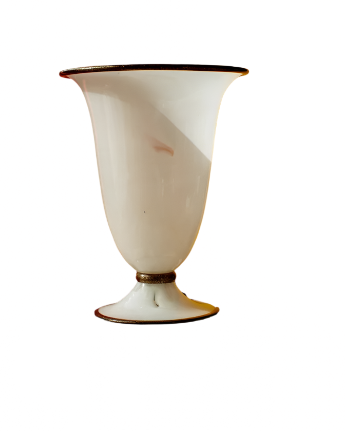 WHITE MURANO TABLE LAMP w. BROWN DETAIL