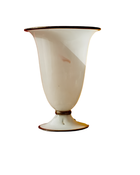 WHITE MURANO TABLE LAMP w. BROWN DETAIL