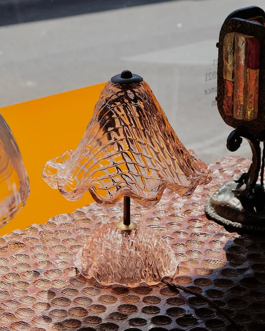 CROSS HATCH PINK MURANO GLASS LAMP